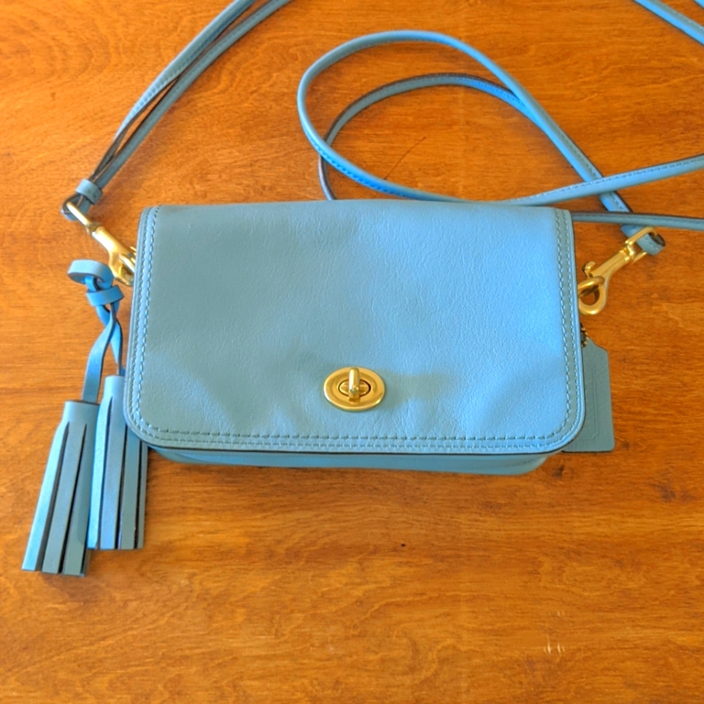 Coach Legacy Penny Turnlock Leather Crossbody blue